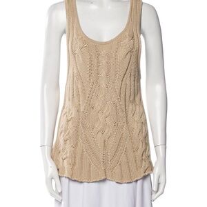 G. Cable Knit Sleeveless Sweater Tank Neutral Beige | Size S